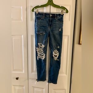 American Eagle Women’s Sz 0 Distressed Medium Wash Super High Rise Jegging Jeans